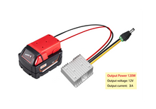 Load image into Gallery viewer, Milwaukee battery adapter, voltage converter (18V to 12V) and DC plug
